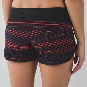 lululemon athletica Black and Red Striped Athletic Shorts
